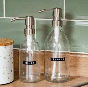 Glass Bottle With Stamped Label And Choice Of Metal Pump Colour, 3 of 4