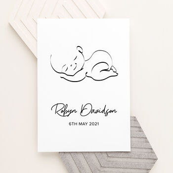 Personalised Line Art Sleeping Baby Print, 4 of 12