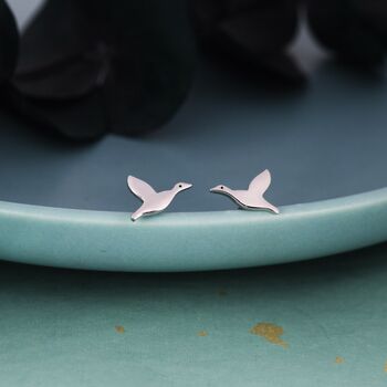 Sterling Silver Flying Duck Stud Earrings, 5 of 10