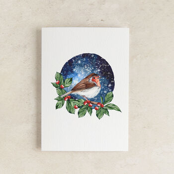 Christmas Robin Watercolour Greetings Card, 2 of 2