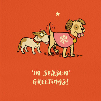 Funny Dog Christmas Card ‘In Season!’, 2 of 3