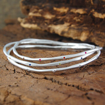 Topaz November Birthstone Gold Plated Silver Stacking Bangle, 7 of 9