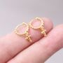 Gold Beaded Cross Hoop Earrings, thumbnail 1 of 7
