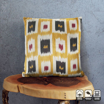 Yellow Cushion Cover From Hand Woven Ikat, 6 of 8