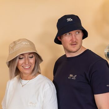 Mr And Mrs Embroidered Bucket Hat Set, 5 of 5