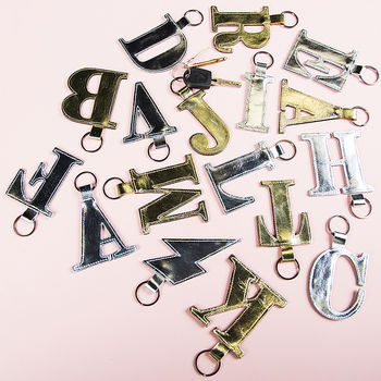 Alphabet Metallic Leather Key Ring, 3 of 6