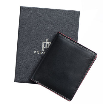 Men's Luxury Black Leather Wallet Card Holder Rfid Safe Personalised, 6 of 8