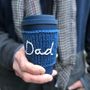 Personalised Hand Embroidered 'Dad' Travel Mug Cosy, thumbnail 1 of 6