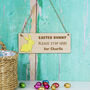 Easter Bunny Please Stop Here Personalised Wooden Sign, thumbnail 2 of 4