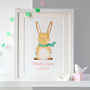 Personalised New Baby Rabbit Illustration Print, thumbnail 1 of 4