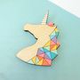 Wooden Unicorn Brooch With Rainbow Mane, thumbnail 4 of 7