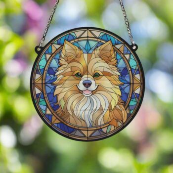 Pomeranian Stained Glass Effect Suncatcher, 2 of 5