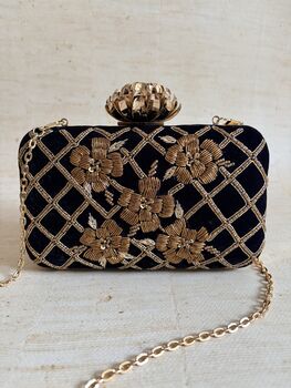Black Velvet Handcrafted Clutch Purse, 8 of 8