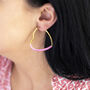 Gold Plated Heart Hoop Earrings, thumbnail 2 of 7