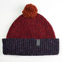 T Lab Bob Red Donegal Wool Bobble Beanie Hat, thumbnail 2 of 9