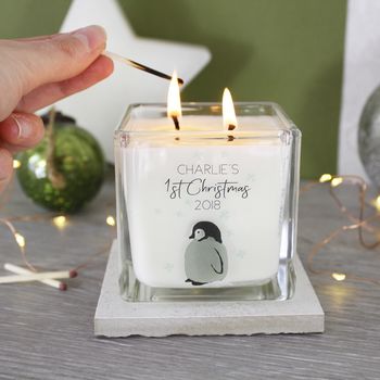 Baby Penguin First Christmas Scented Square Candle, 2 of 6