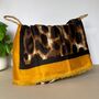 Leopard Print Scarf With Contrast Border In Mustard, thumbnail 4 of 4