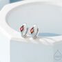 Tiny Rhombus Garnet Red Cz Huggie Hoop In Sterling Silver, thumbnail 1 of 12