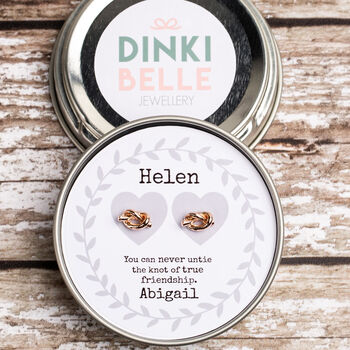 Personalised Friendship Knot Earrings In Gift Tin, 7 of 12