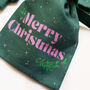 'Merry Christmas' Handmade Green / Pink Reusable Pouch, thumbnail 3 of 6