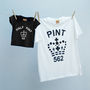 Monochrome Pint And Half Pint T Shirt Set, thumbnail 4 of 5