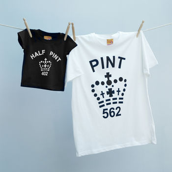 Monochrome Pint And Half Pint T Shirt Set, 4 of 5