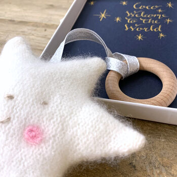 Star Cashmere Baby Teether In Personalised Gift Box, 4 of 12