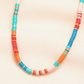 Multicolour Disc Beaded Necklace In Gold Plating, 2 of 4