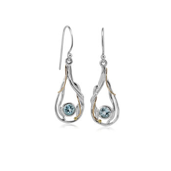 Organic Teardrop Undulating Blue Topaz Earrings, 3 of 6