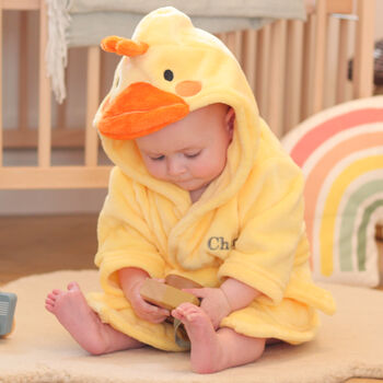 Personalised Baby Chick Dressing Gown Gift For Children, 6 of 10