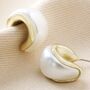 Small Pearlescent Hoop Earrings In Gold, thumbnail 2 of 6