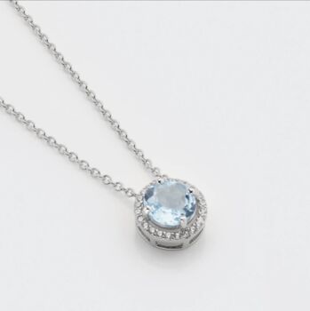 Round Blue Topaz 925 Sterling Silver Necklace, 2 of 3