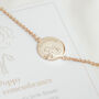 Personalised Birth Flower And Name Disc Bracelet, thumbnail 1 of 4