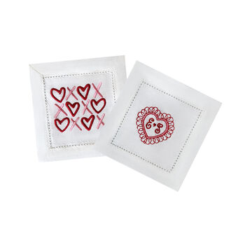 Heart Embroidered Cocktail Napkins | Set Of Two Designs, 3 of 4