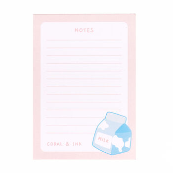 Cute Pink Milk Lined A6 Memo Notepad, 4 of 4