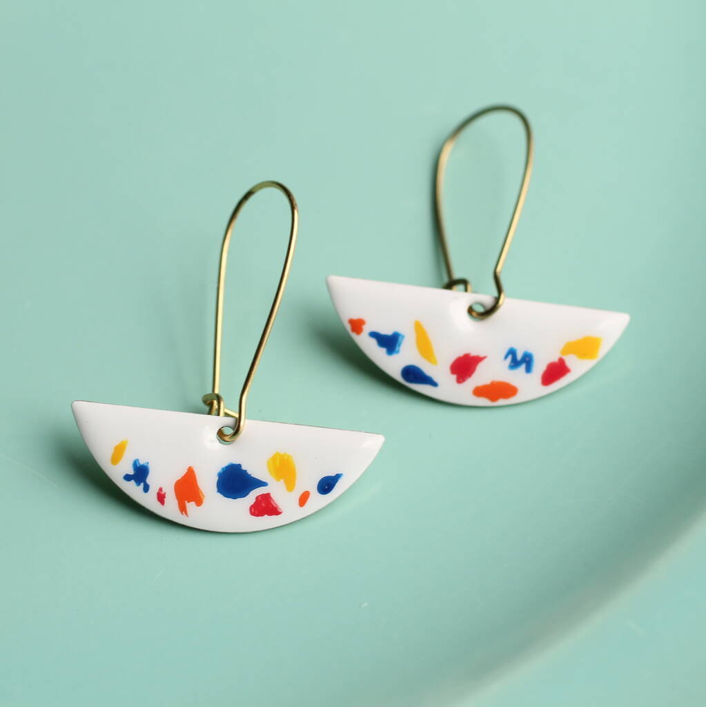 Pop Art Earrings White By Silk Purse, Sow's Ear