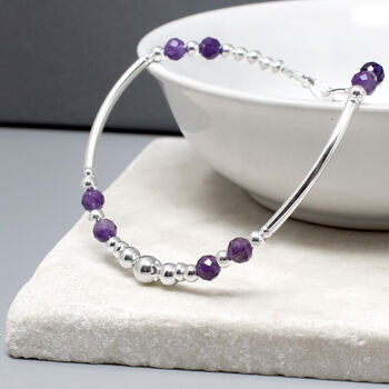 Amethyst Gemstone And Sterling Silver Bracelet, February Birthstone Jewellery, 2 of 6