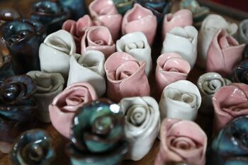 Six Handmade Ceramic Flower Cane Toppers, 8 of 10