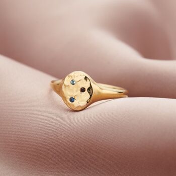 9ct Gold Confetti Birthstone Signet Ring, 3 of 6