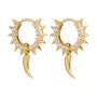 18ct Gold Plated Pave Spike Huggie Hoops, thumbnail 2 of 11