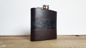 Personalised Mixed Leather Hip Flask, 5 of 8