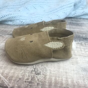 Suede Easter Bunny Baby Shoes With Sheepskin Tail, 9 of 10