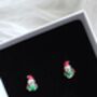 Santa Earrings 925 Sterling Silver Festive Earrings Gift For Her, Red And Green Enamel Holiday Jewellery, thumbnail 2 of 8