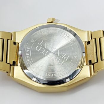Mens Gold Stainless Steel Adjustable Wrist Watch, 2 of 8
