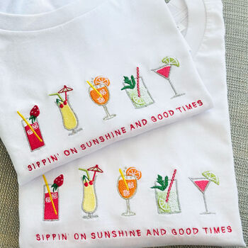 Cocktails Embroidered Tshirt, 5 of 8