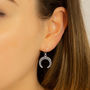 Sterling Silver Anatolia Moon Dangly Earrings, thumbnail 2 of 3