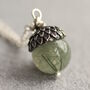 Silver Jade Gemstone Acorn Necklace, thumbnail 1 of 8