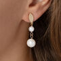 Double Tier Pearl Drop Earrings, thumbnail 1 of 3