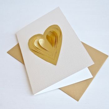 Handmade Gold Layered Heart Valentines Day Card, 4 of 7