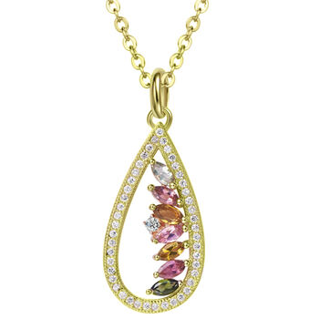 Teardrop Tourmaline 18k Gold Plated Necklace, 3 of 5